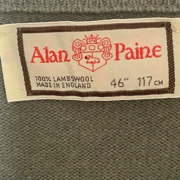 Vintage Alan Paine 100% Lambswool sage green jumper sweater - Picture 5 of 8